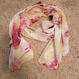 Spring scarf sheer pink and cream flowers